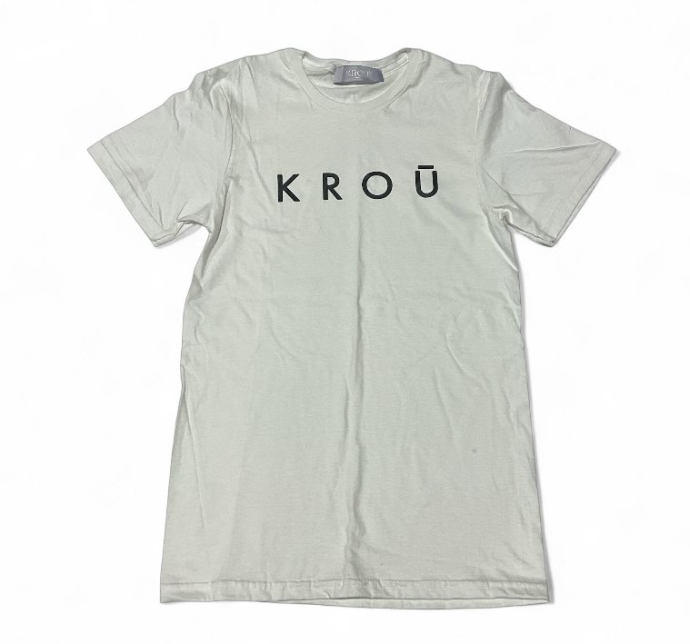Signature KROŪ Dark Print White T Shirt